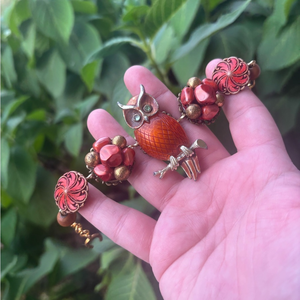 “Hoot”🦉🦉 Hand crafted bracelet from repurposed vintage jewelry